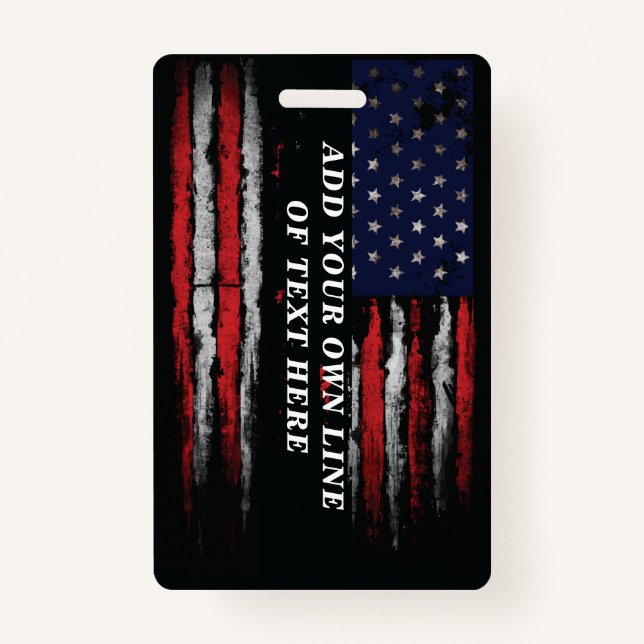 Badge Ajouter votre propre texte sur grunge American fla (Devant)