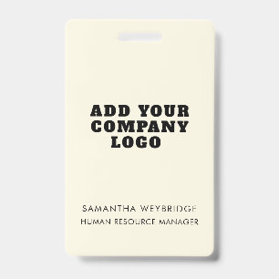 Badge Ajoutez Votre Logo d'Entreprise Employé Simple de