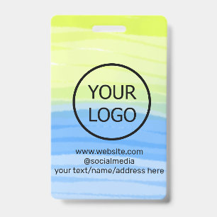 Badge ajoutez votre logo nom de l'entreprise texte aquar