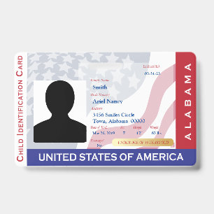 Badge ALABAMA - Carte d'identité enfant