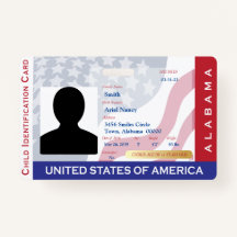 ALABAMA - Carte d'identité enfant