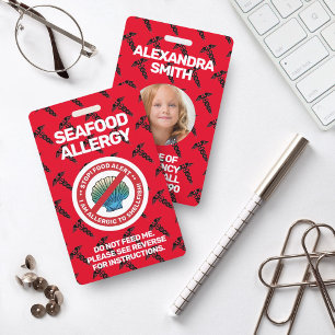 Badge Alerte d'allergie aux produits de la mer Alerte ro
