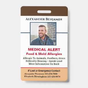 Badge Alerte d'urgence médicale personnalisée pour aller