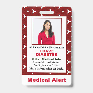 Badge Alerte d'urgence pour maladie médicale ID personna