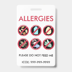 Badge Alerte faite sur commande de symbole d'allergie
