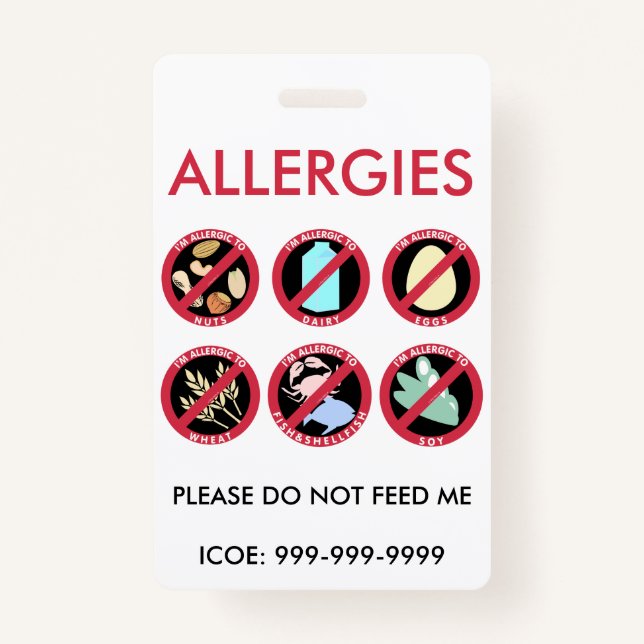 Badge Alerte faite sur commande de symbole d'allergie (Devant)