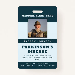 Badge Alerte Médicale Information d'urgence et ID Photo 