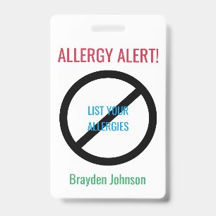 Badge Alerte Médicale Personnalisée pour Enfants Allergi