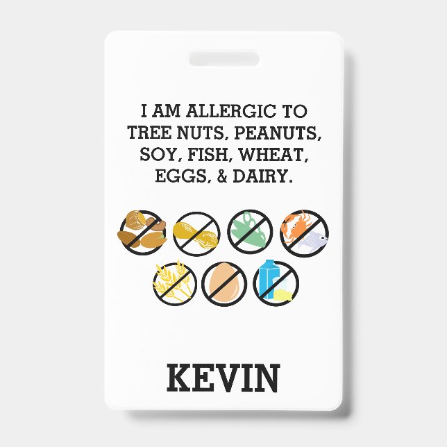 Badge Alerte personnalisée d'allergie alimentaire pour e (Avant)