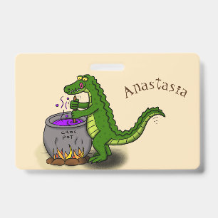 Badge Alligator vert drôle dessin animé cuisine