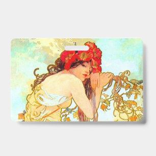 Badge Alphonse Mucha Art Nouveau Été