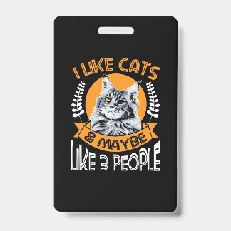 Badge Amateur de chat J'aime les chats et 3 personnes