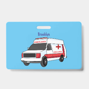 Badge Ambulance rouge mignonne en van dessin animé