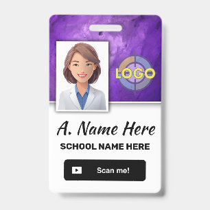 Badge Amethyst Purple Custom Work ID Logo photo Code à b