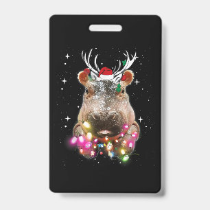 Badge Amoureux de l'hippopotame Fiona Lumières de Noël