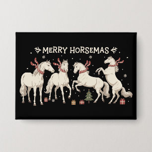 Badge Amoureux de Noël Cheval Joyeux Cavalier Agriculteu