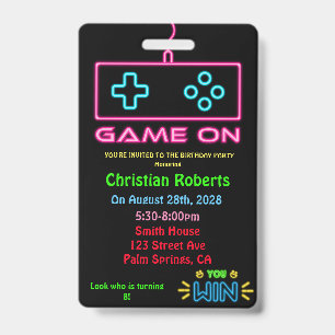 Badge Amusants Neon Gamer Anniversaire Fête d'anniversai