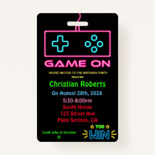Badge Amusants Neon Gamer Anniversaire Fête d'anniversai