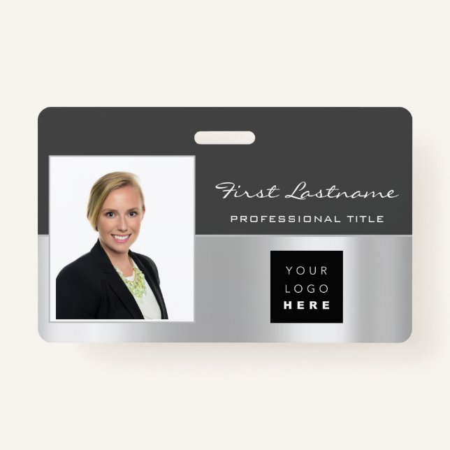 Badge Analyseur de nom de logo de code-barres d'employé  (Devant)