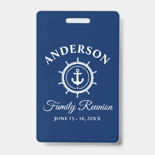 Badge Ancre nautique Helm Famille Réunion Marine Bleu