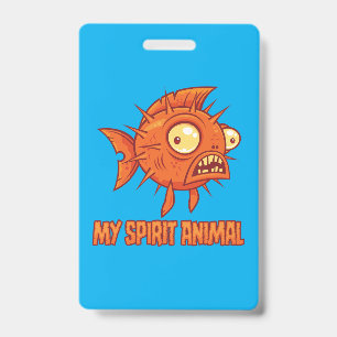 Badge Animal Spirituel Poisson-Lune Anxieux et Excentriq