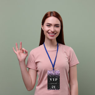 Badge Anniversaire noir violet violet parties scintillan