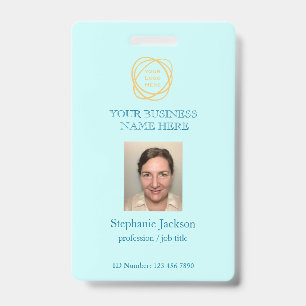 Badge Aqua Custom Employé Photo Société Logo Code QR