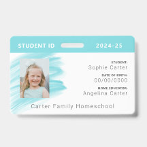 Aquarelle bleue Homeschool Carte d'identité de l'é