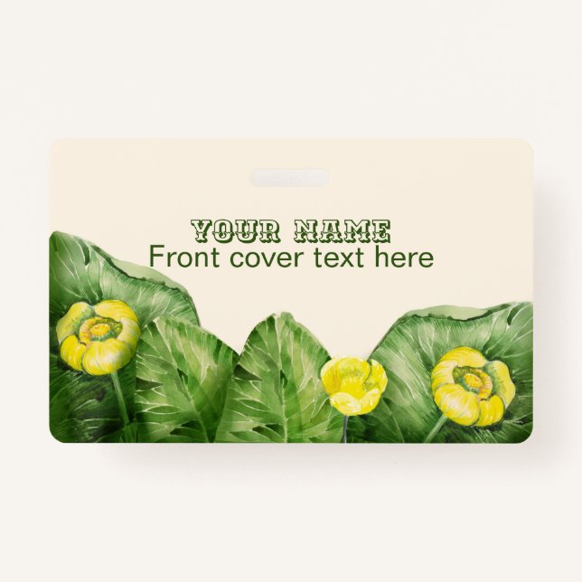 Badge aquarelle de nénuphar jaune (Devant)