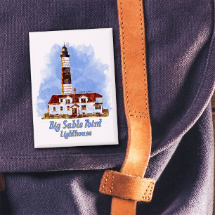 Badge Aquarelle du phare de Big Sable Point - Michigan