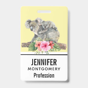 Badge Aquarelle Koala Oears mignonne maman & bébé