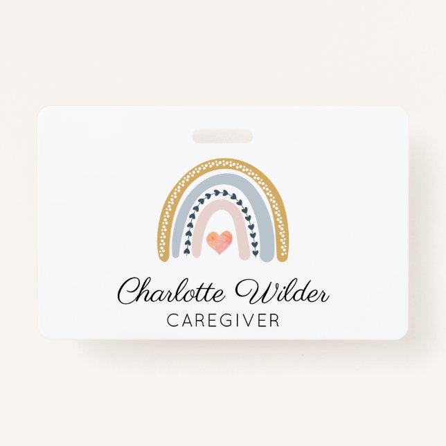 Badge Aquarelle mignonne Arc-en-ciel Carte de visite soi (Devant)