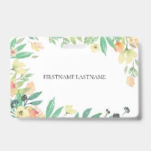 Badge Aquarelles colorées Fleurs Cadre