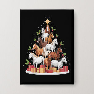 Badge Arbre à chevaux de Noël Chevaux Cadeaux de Noël