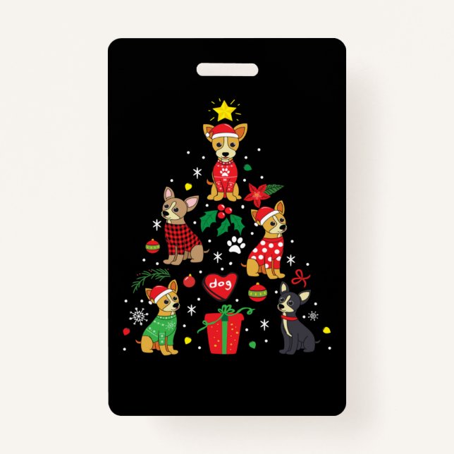 Badge Arbre de Noël du Chihuahua (Devant)