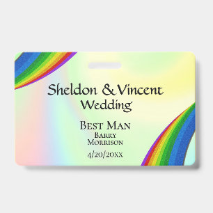 Badge Arc-en-ciel - ID de la fête de mariage double face