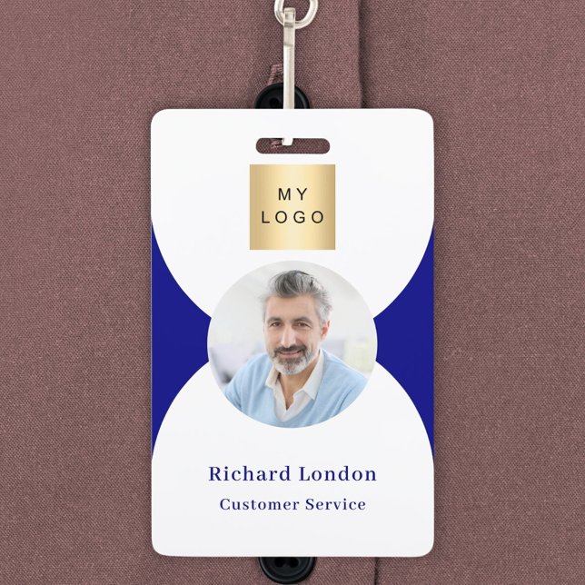 Badge Arche photo bleu marine QR code logo commercial (Créateur téléchargé)