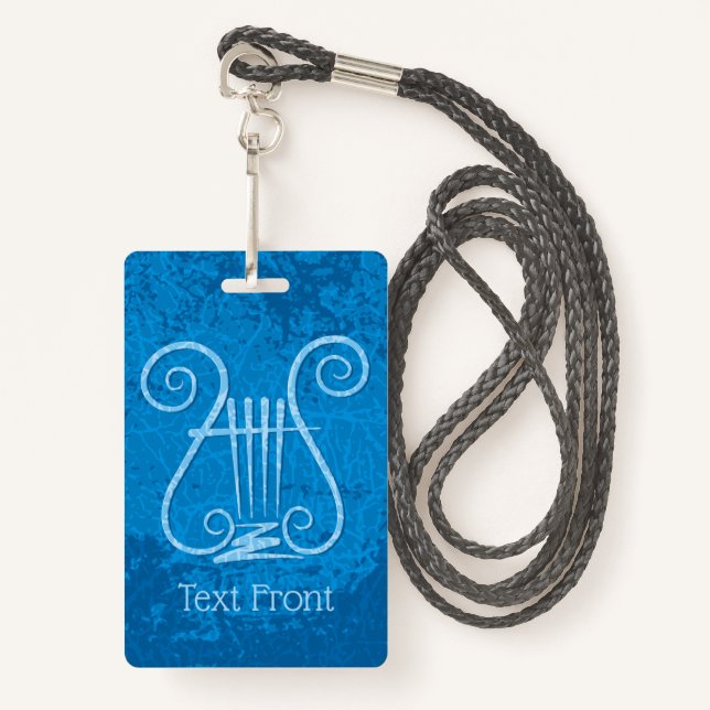 Badge Arrière - plan Blue Lyre (Devant avec lanière)