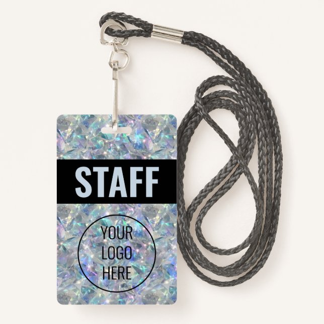 Badge Arrière - plan en pierre optique holographique (Devant avec lanière)