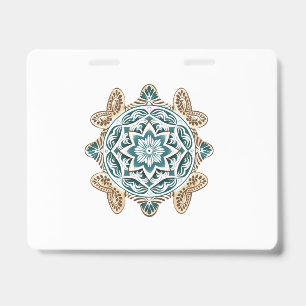 Badge Art mandala de tortue marine