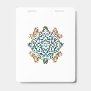 Badge Art mandala de tortue marine