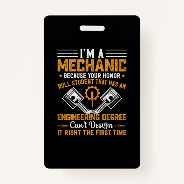Badge Art mécanique | Je Suis Mécanicien (Devant)