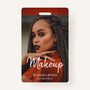 Badge Artiste de maquillage branché photo Script blanc