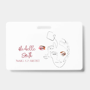 Badge Artiste en Maquillage à l'Aquarelle Ligne Minimali