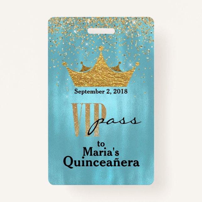 Badge Assez bleu avec l'insigne de Quinceañera VIP de (Devant)