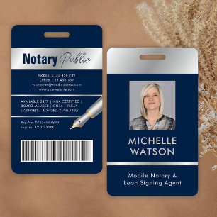 Badge Attestation de notaire public Employé Photo Navy &
