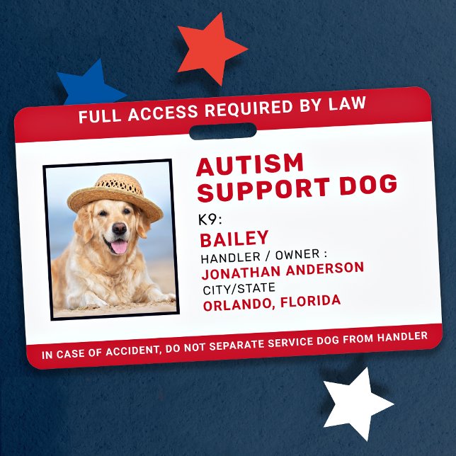 Badge Autism Support Service Personnalisé Chien de servi (Créateur téléchargé)