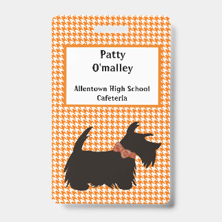 Badge avec nom de chien Scottie, étiquette nominat