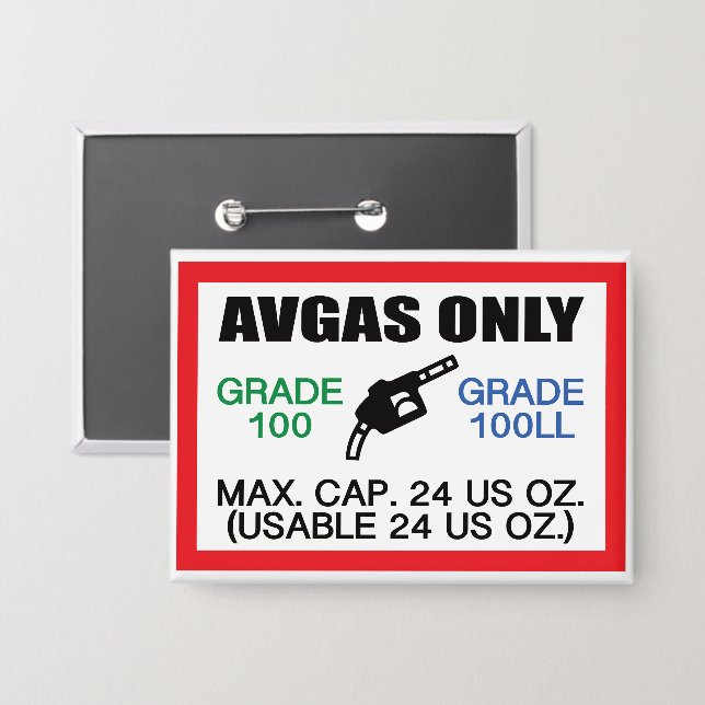 Badge AVGAS / carburant 100LL uniquement (Recto/Verso)