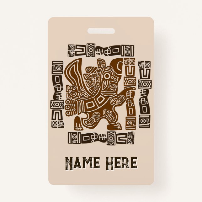 Badge Aztec Eagle Guerrier Tribal Art antique (Devant)